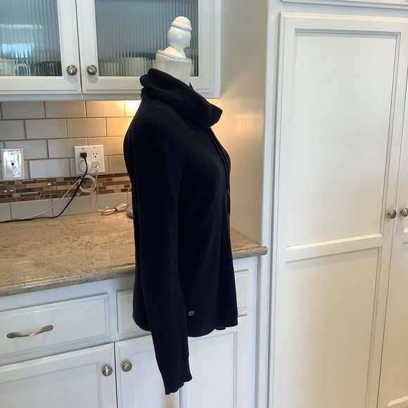 Ralph Lauren Navy Pullover Waffle Knit Cowl Neck Size Medium - Picture 3 of 7